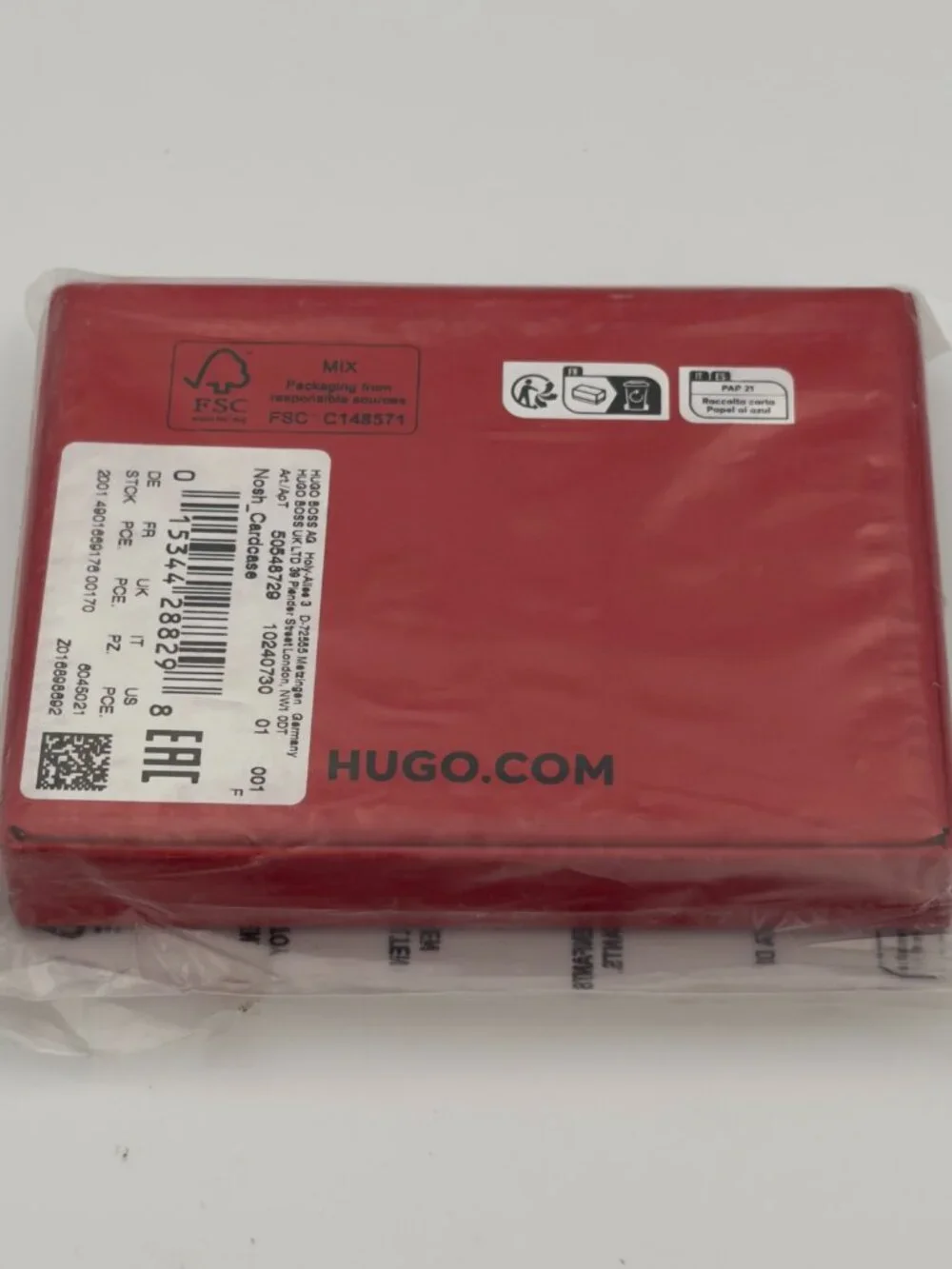HUGO Logo Leather Card Holder Black New in Box